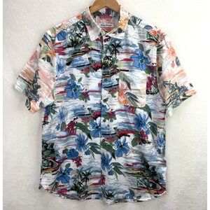 Tommy Bahama Shirt Men's Paradise Valley Scenic Coastal Island Beach Size Large